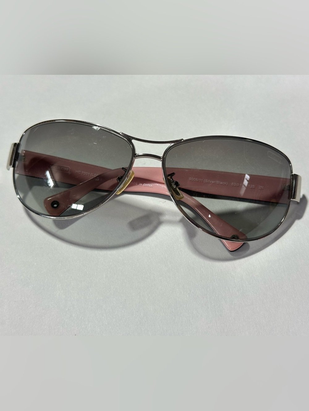 Coach Designer HC7001 Taylor Sunglasses Silver/Pink w/Case McBling Y2K Beach